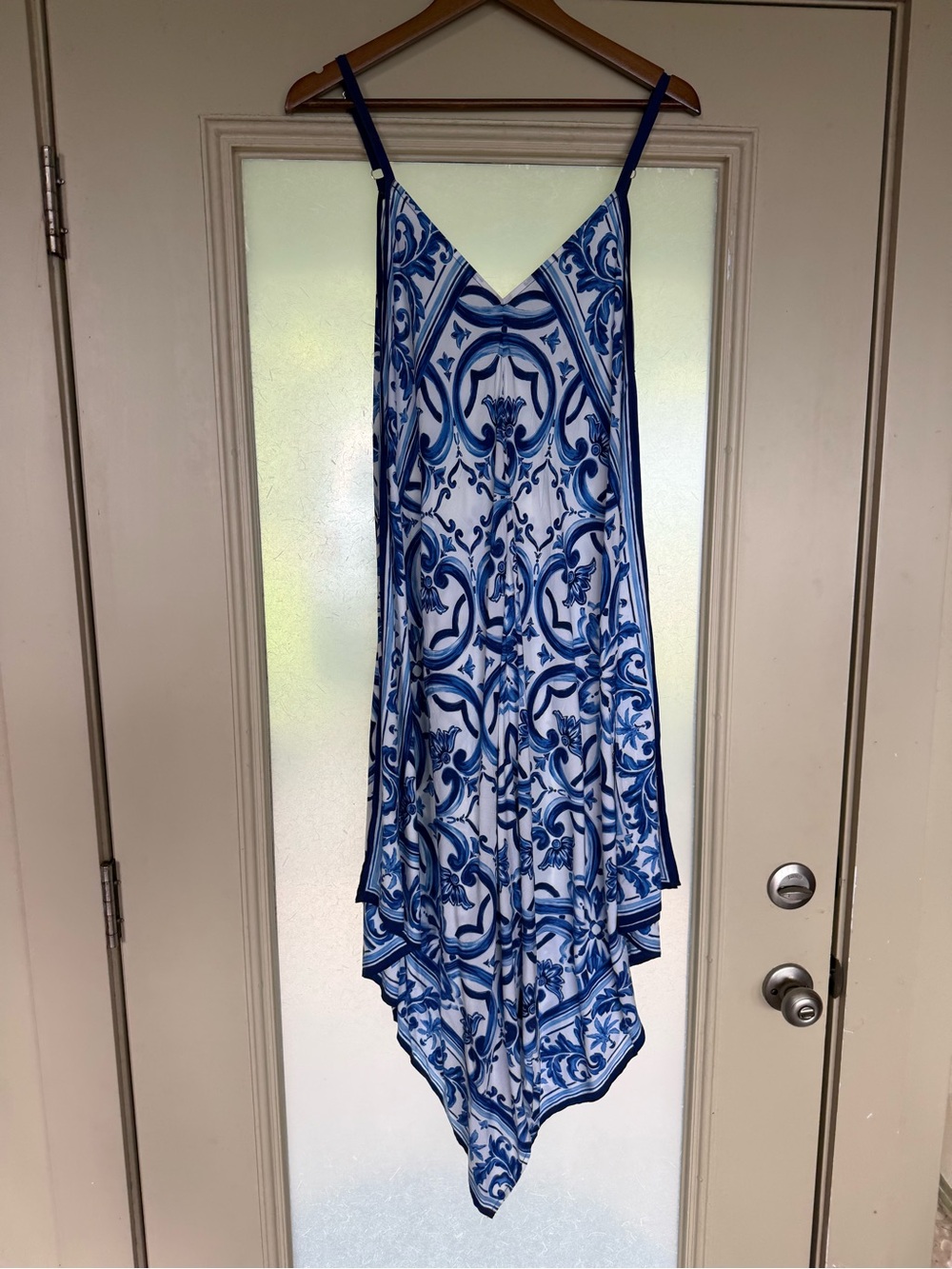 Tommy Bahama Blue and White Asymmetrical cover up Dress